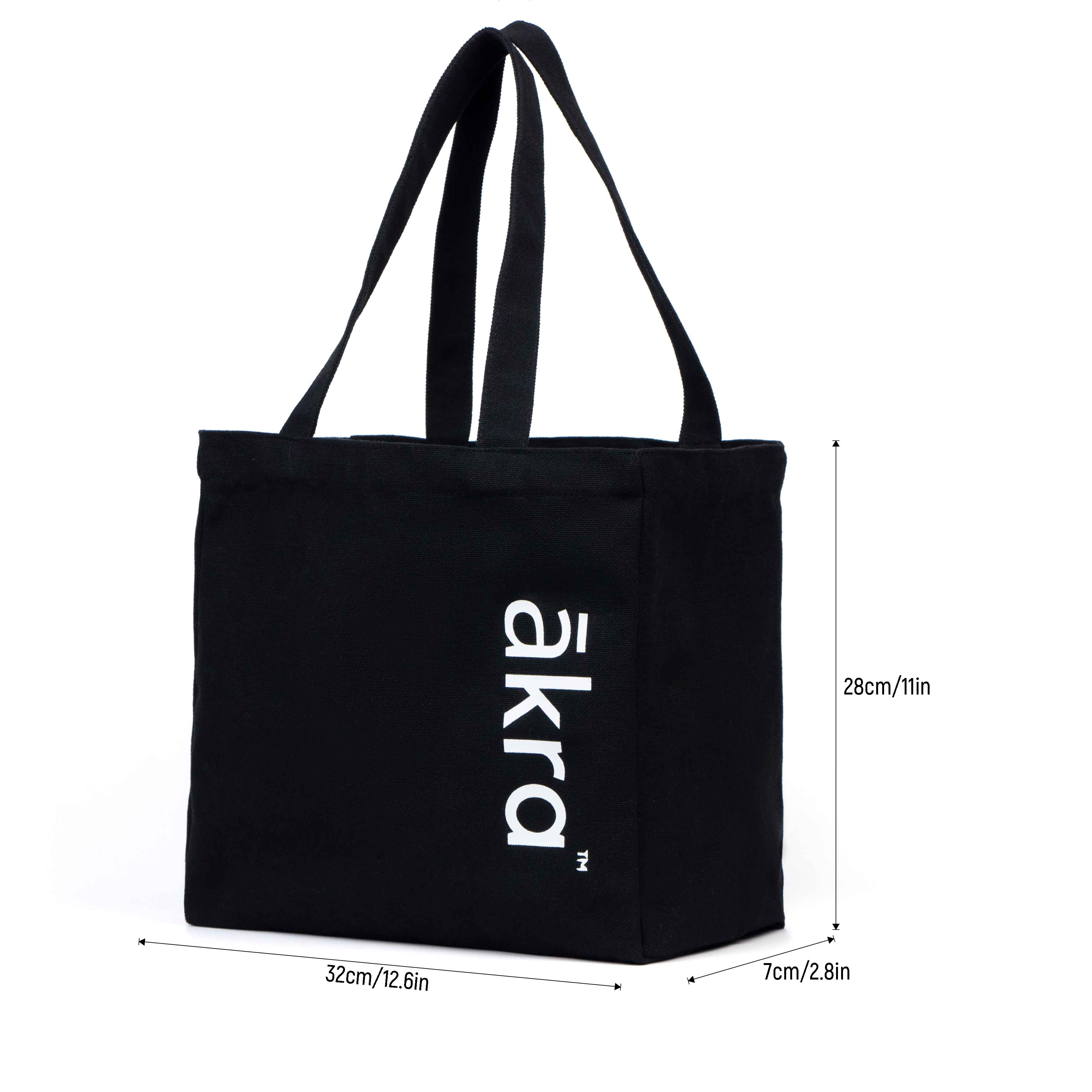 Black canvas tote bag