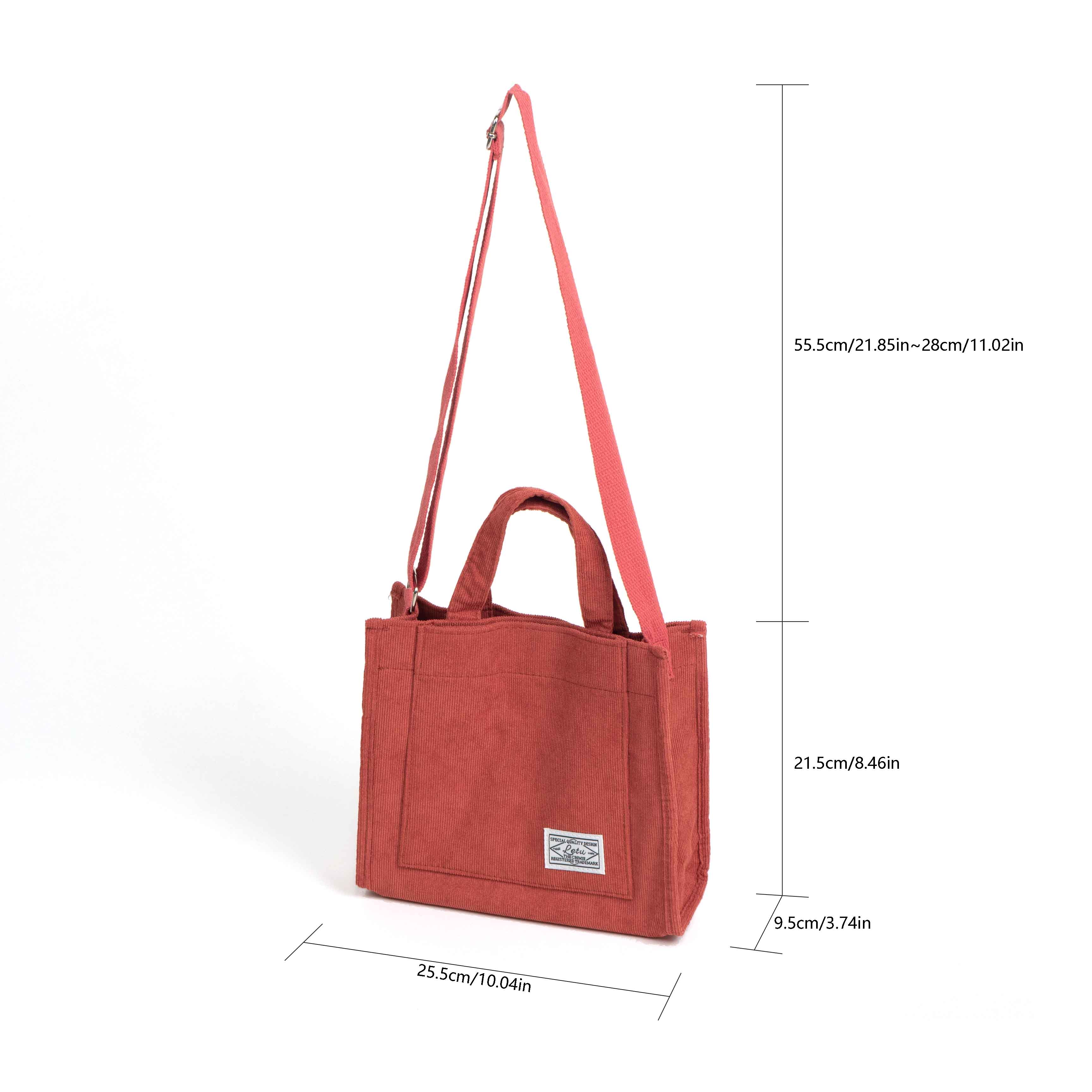 Corduroy Tote Bag Carrying A long Handle And Button