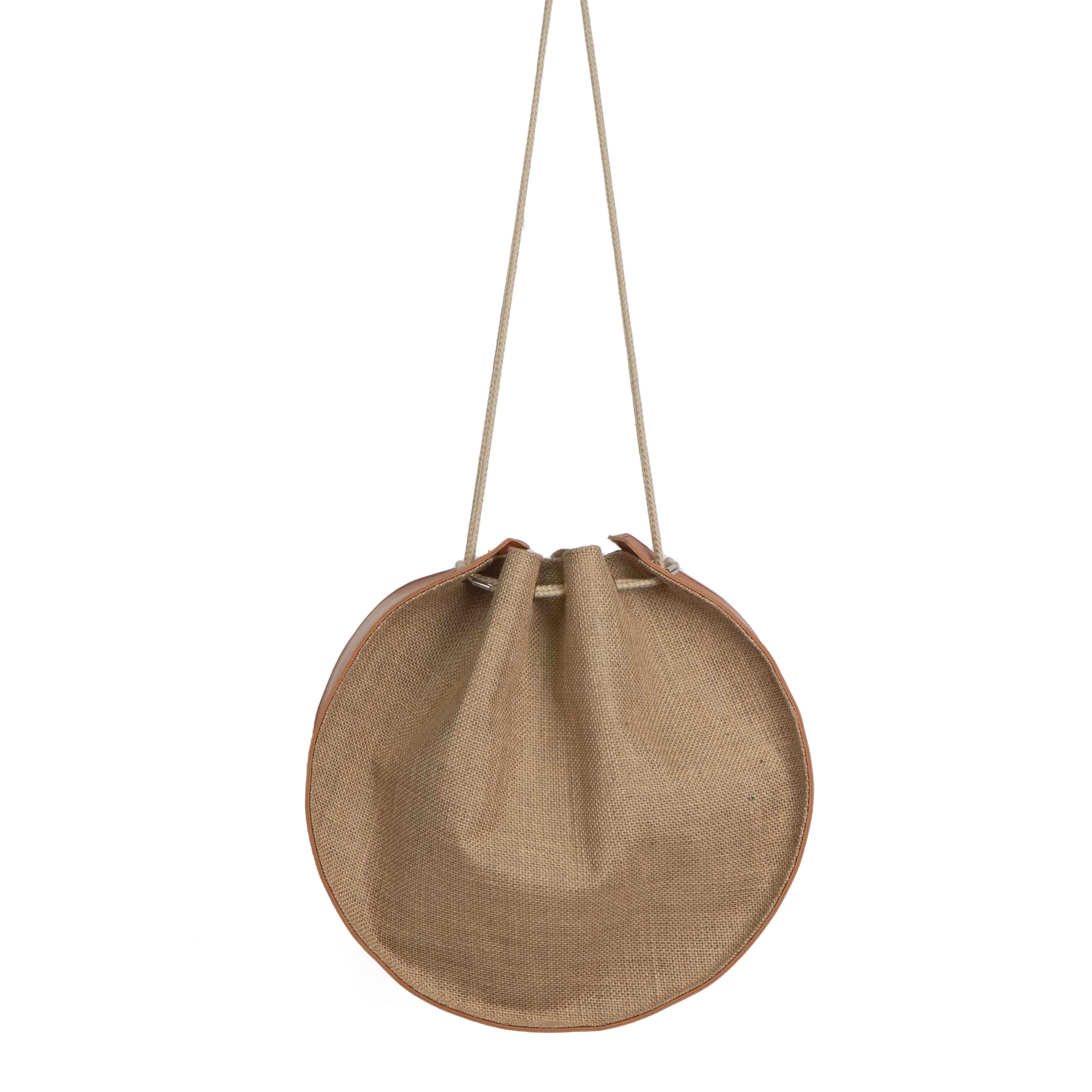 Jute Leather Rounded Crossbody Bag