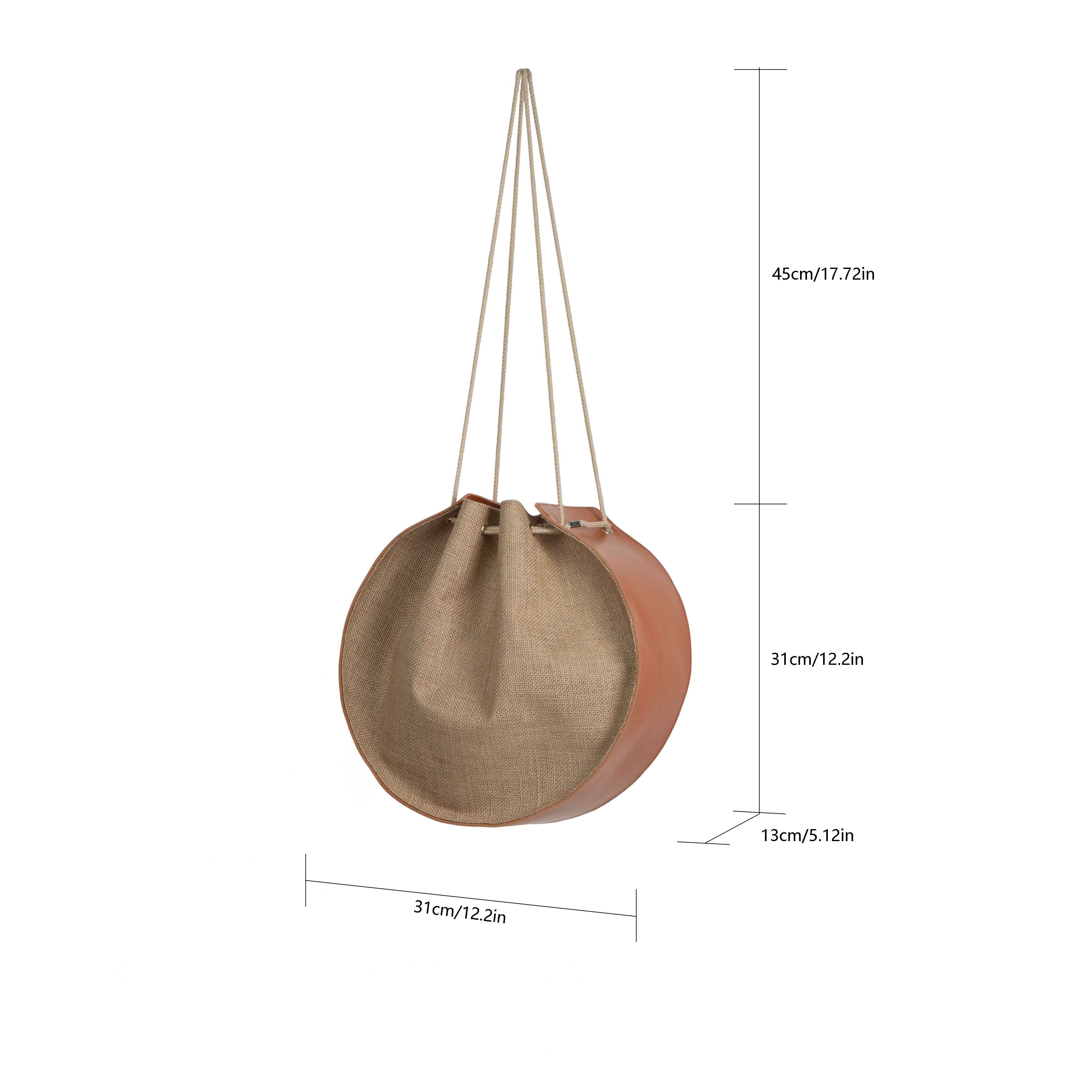 Jute Leather Rounded Crossbody Bag