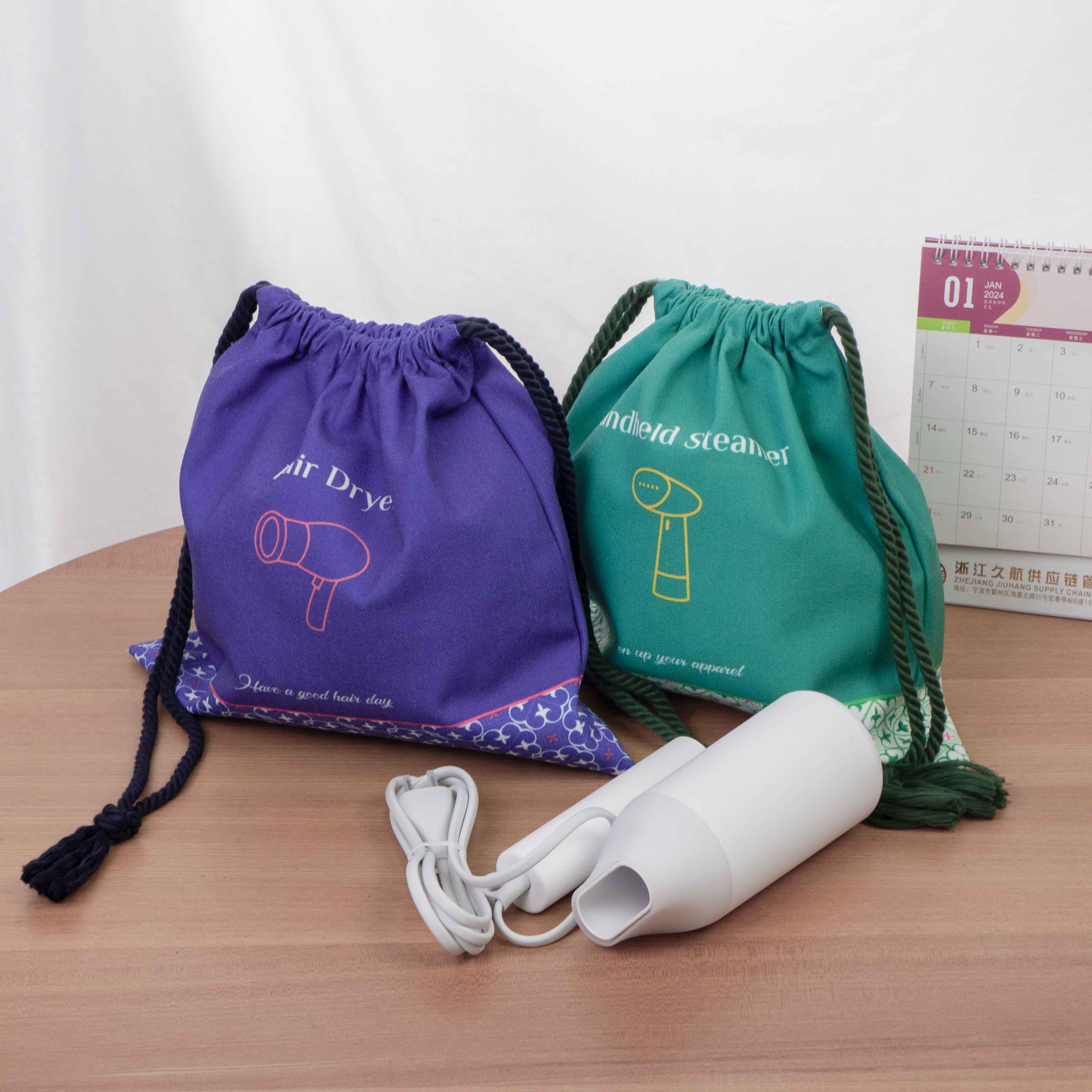 Cotton Hair Dryer Drawstring Bag