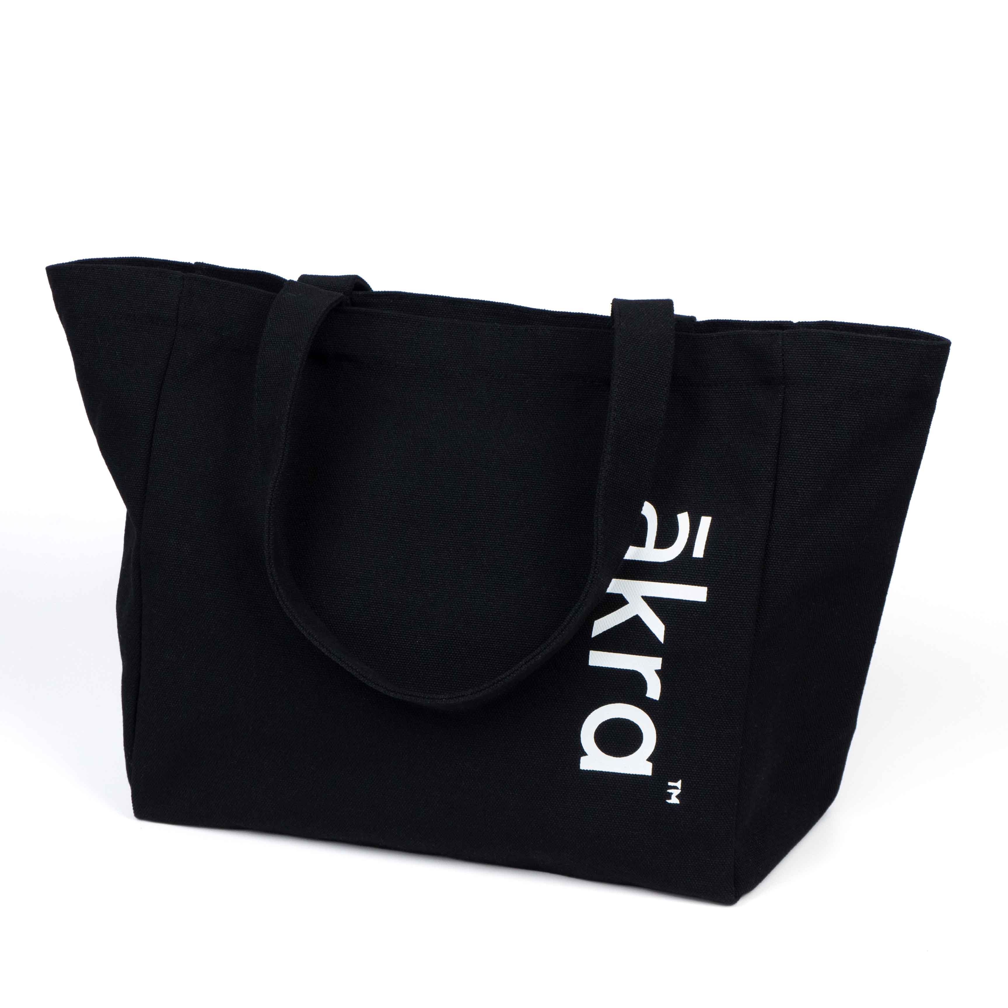 Black canvas tote bag