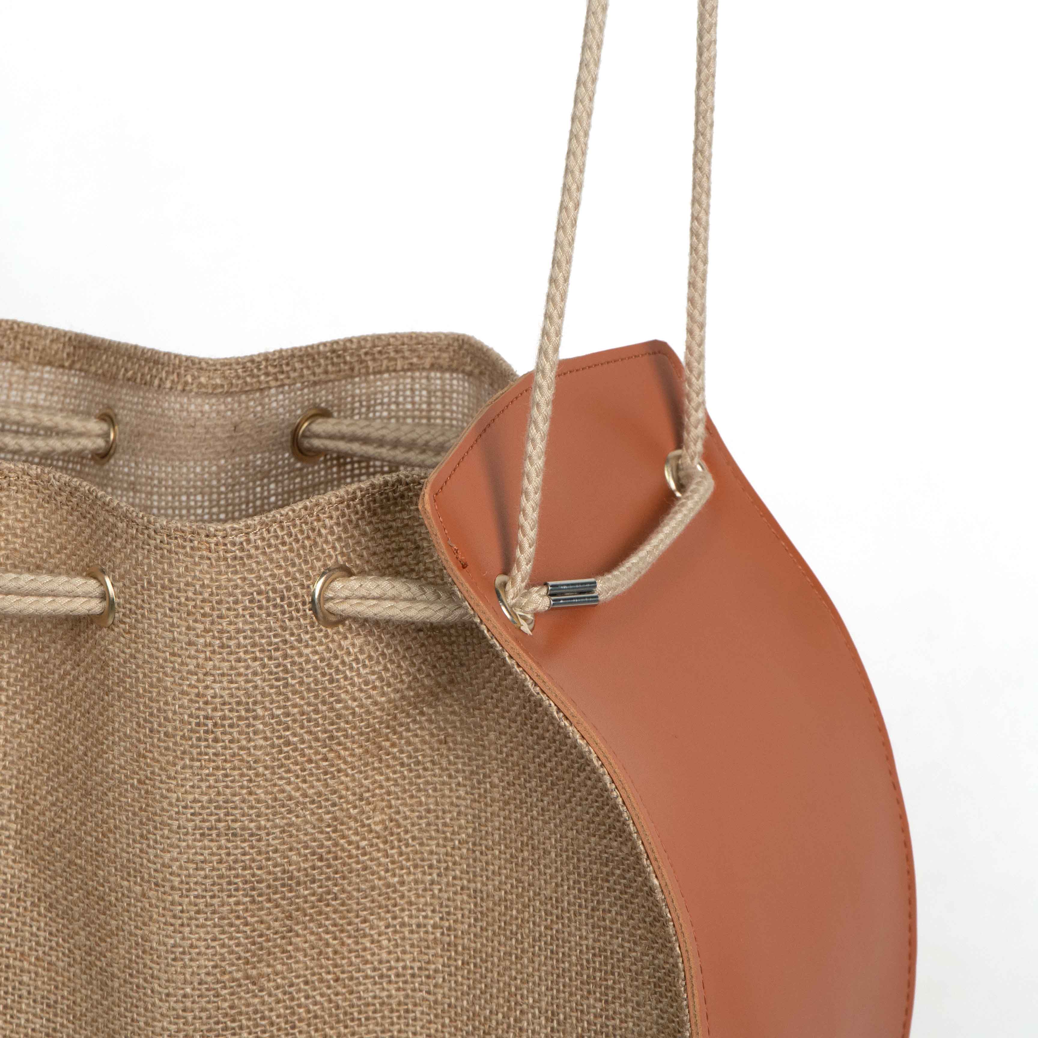 Jute Leather Rounded Crossbody Bag