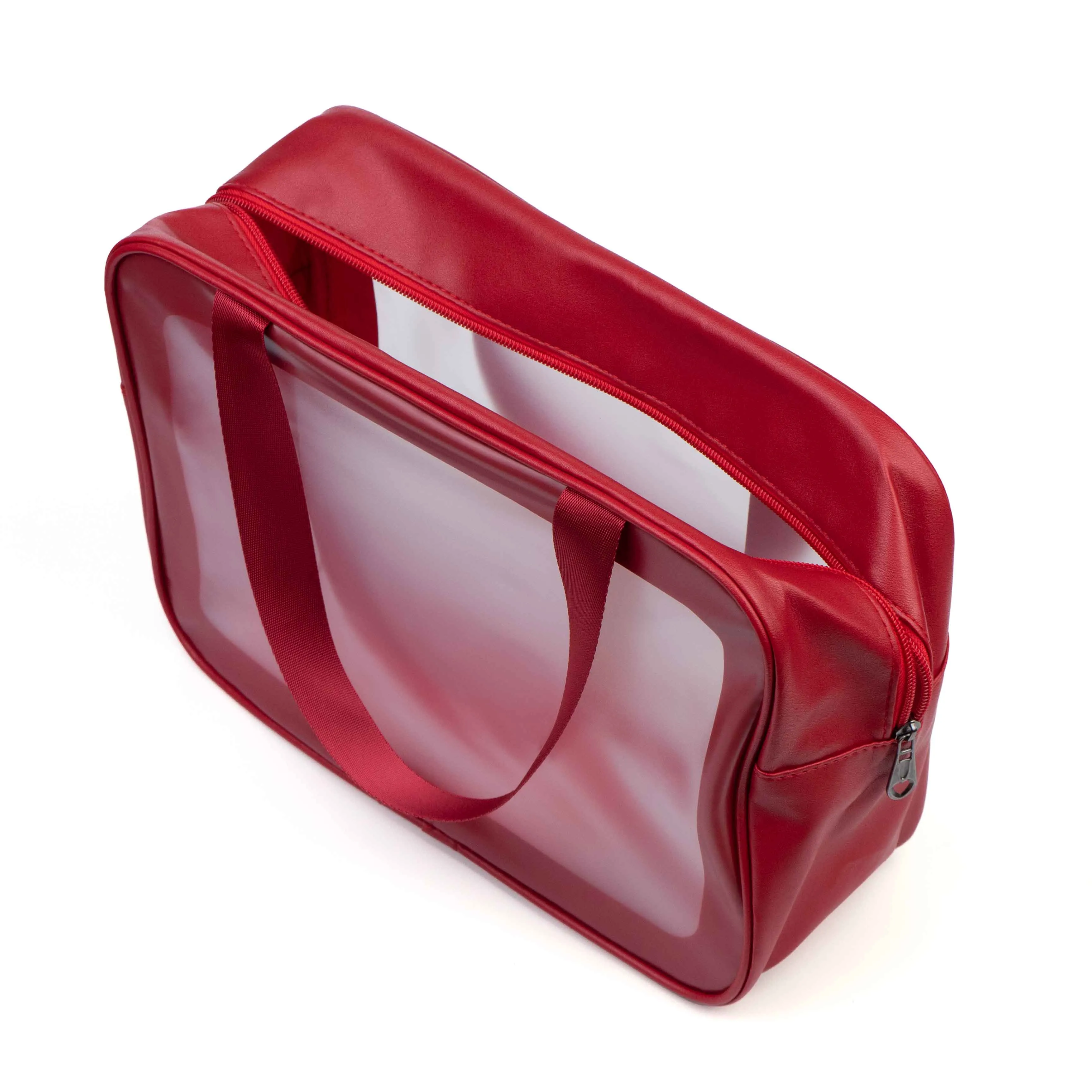 Red Pu leather clear frosted bag