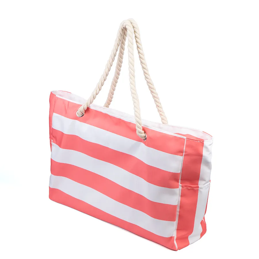 Striped beach bag