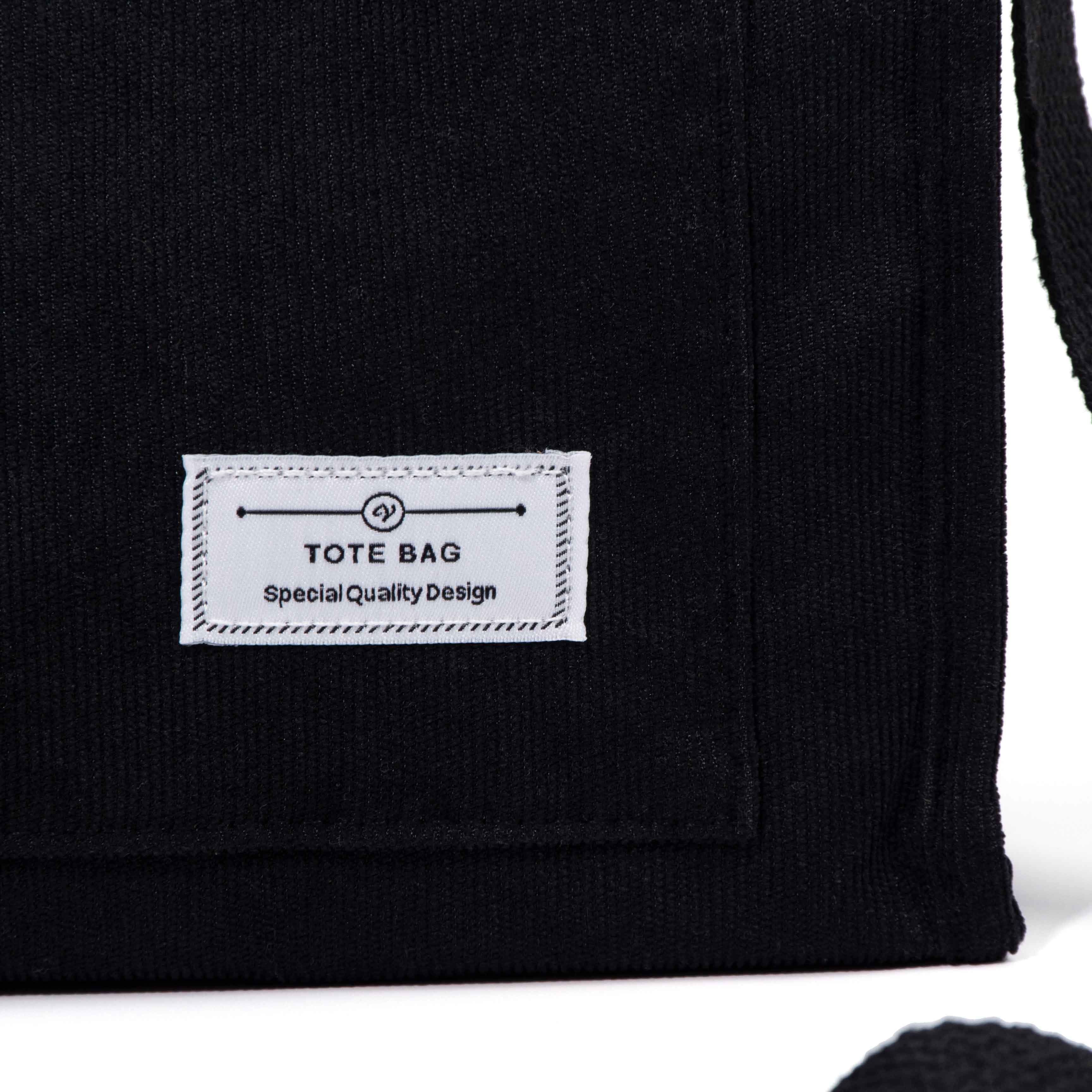 Black Corduroy Tote Bag