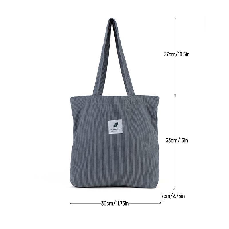 Corduroy tote bag with pockets