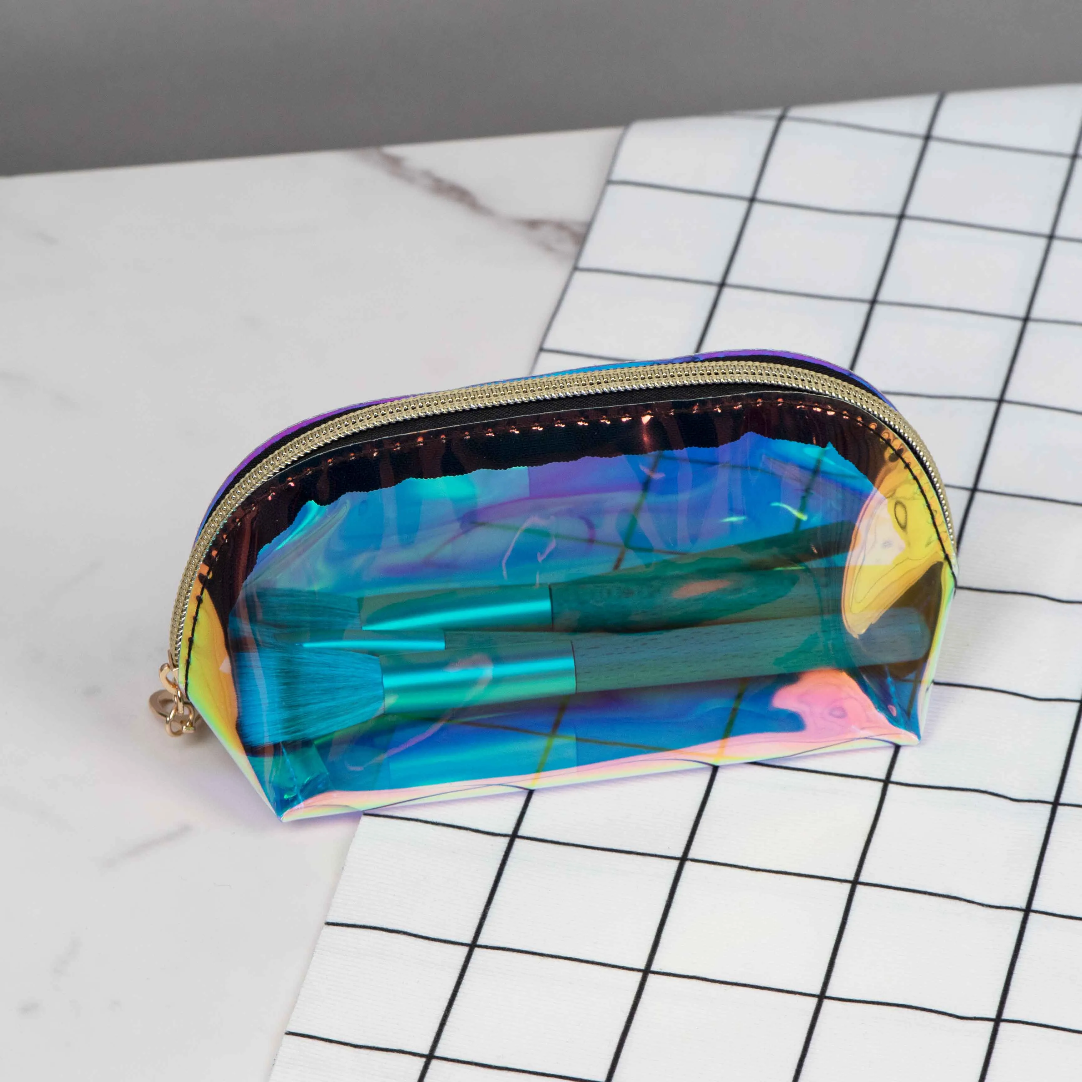 Laser colorful zipper pouch