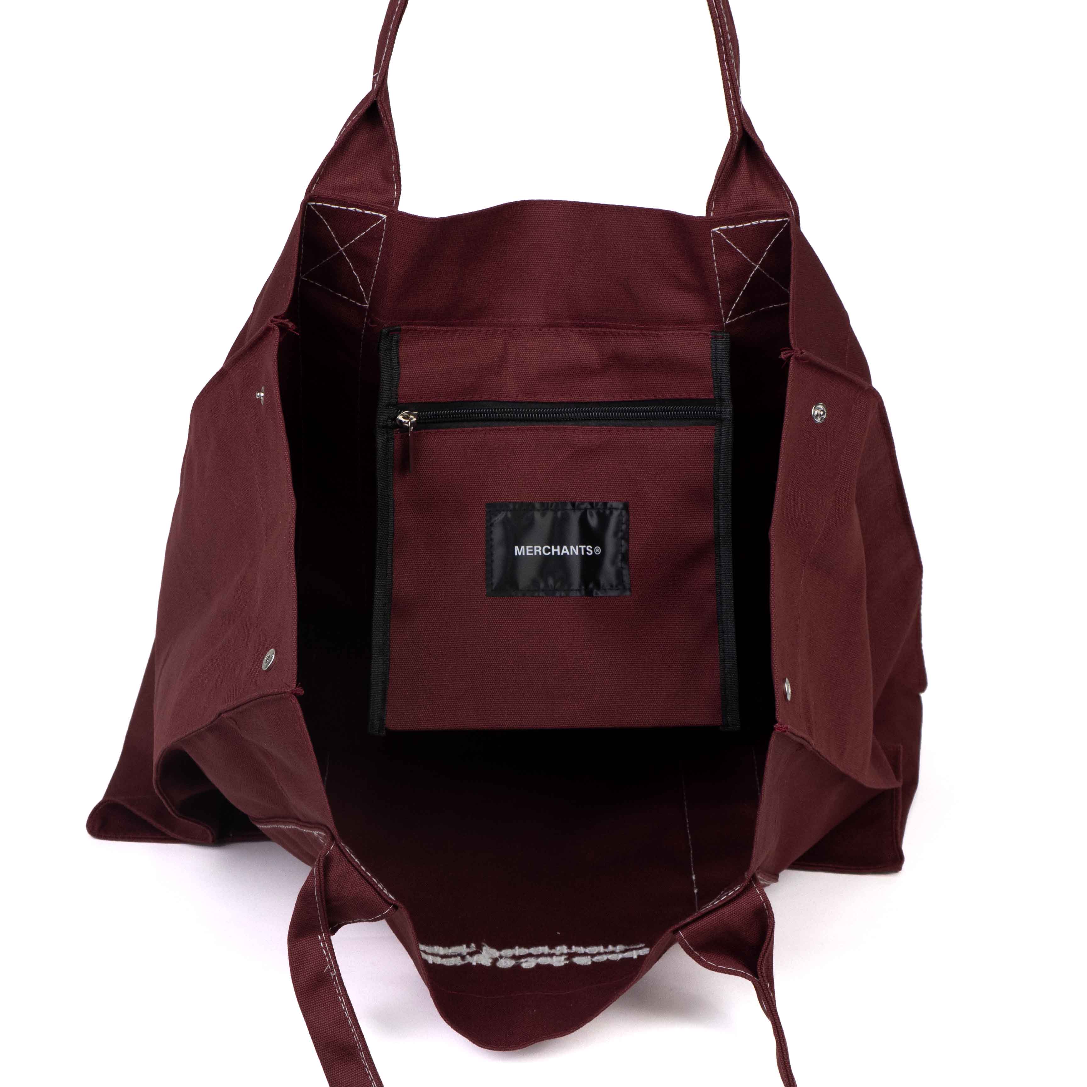 Burgundy canvas tote bag