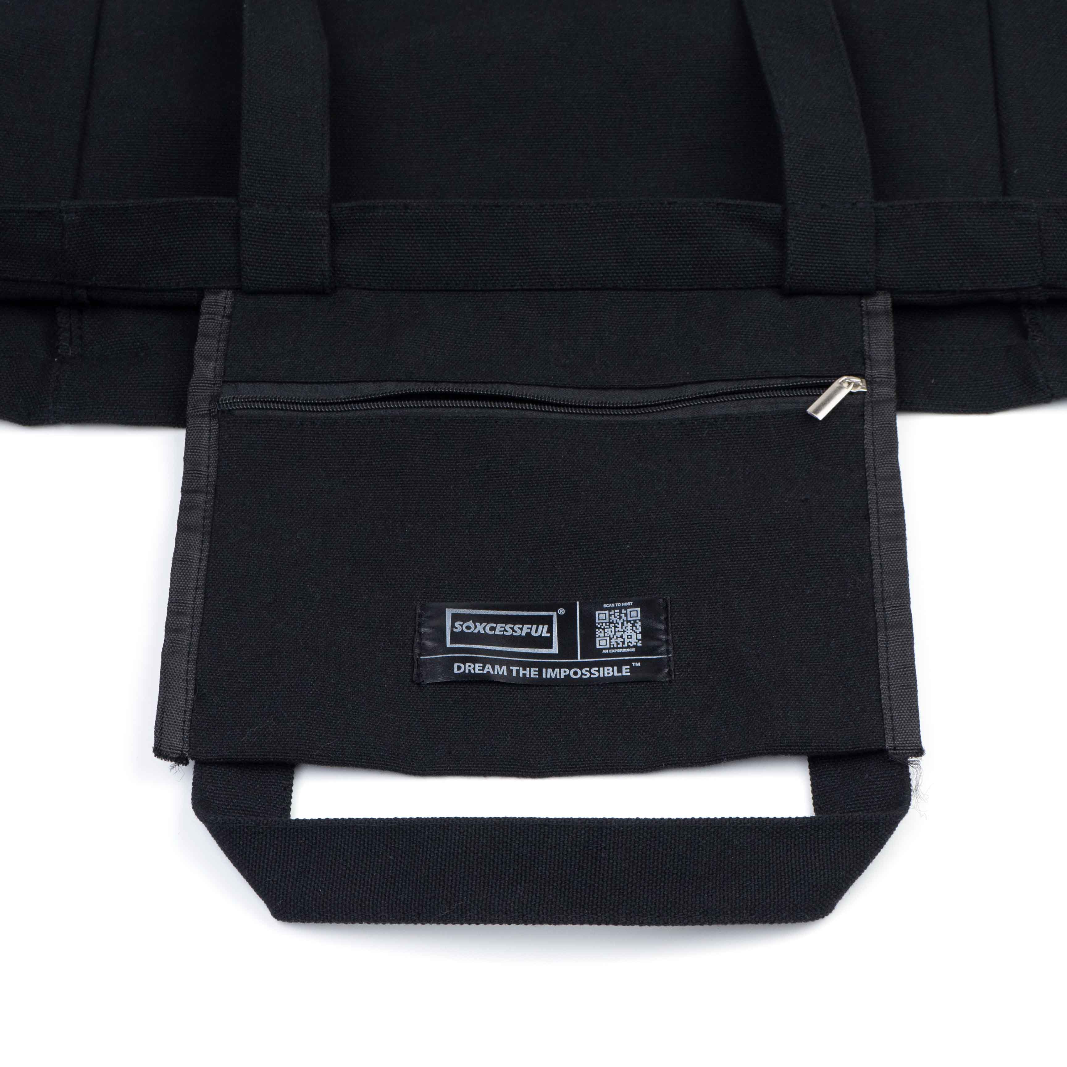 Black canvas tote bag