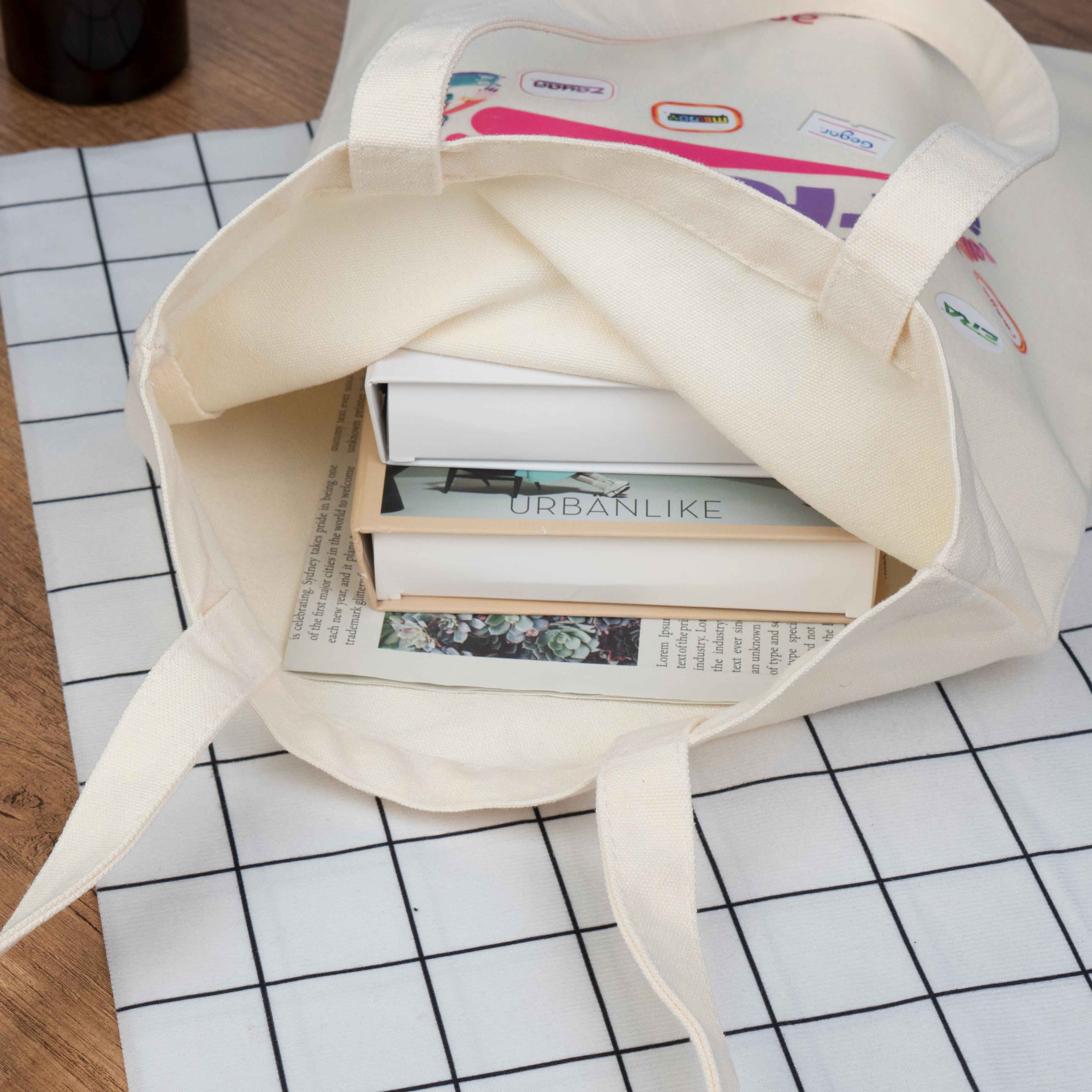 Colourful Printed White Canvas Bag