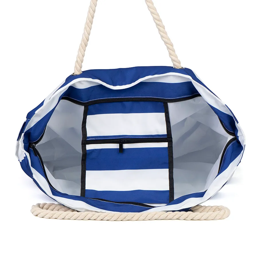 Striped beach bag