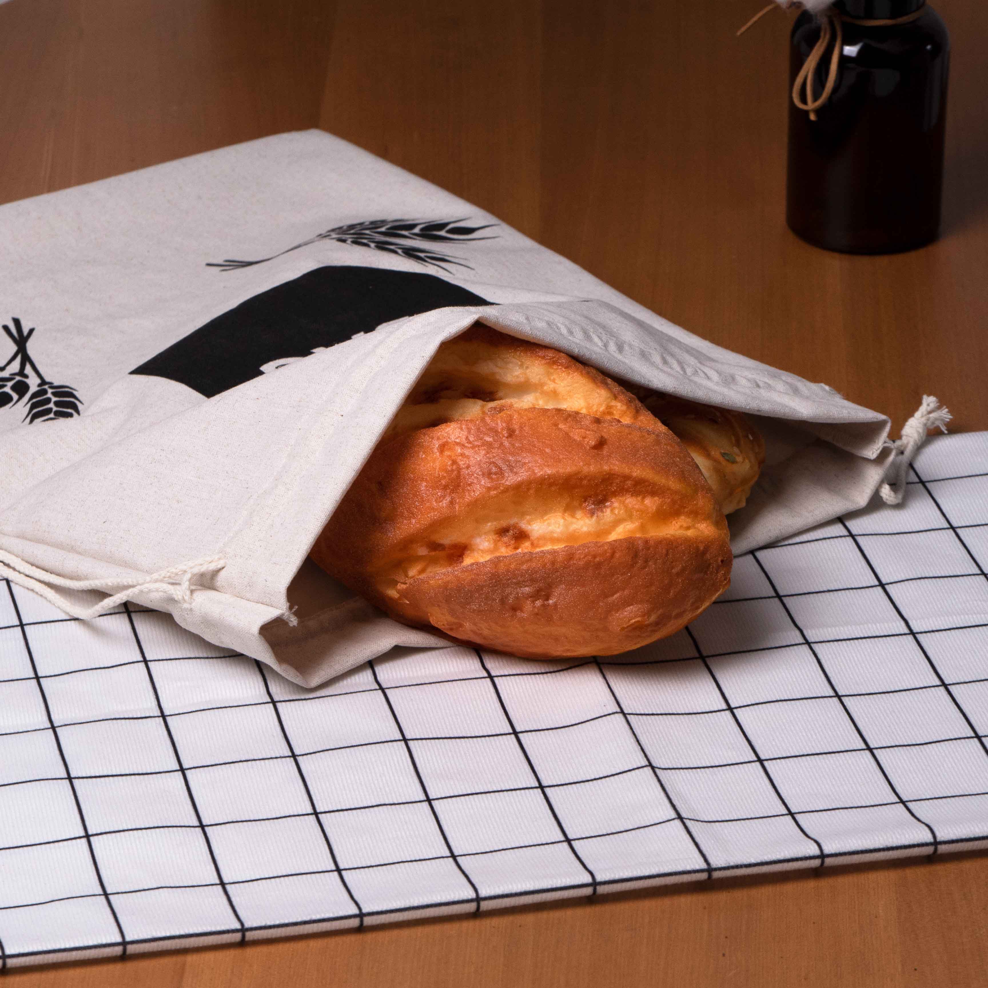 Custom Logo Bread Drawstring Bag