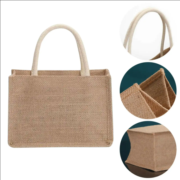 Blank Burlap Jute Tote Bags With Handle