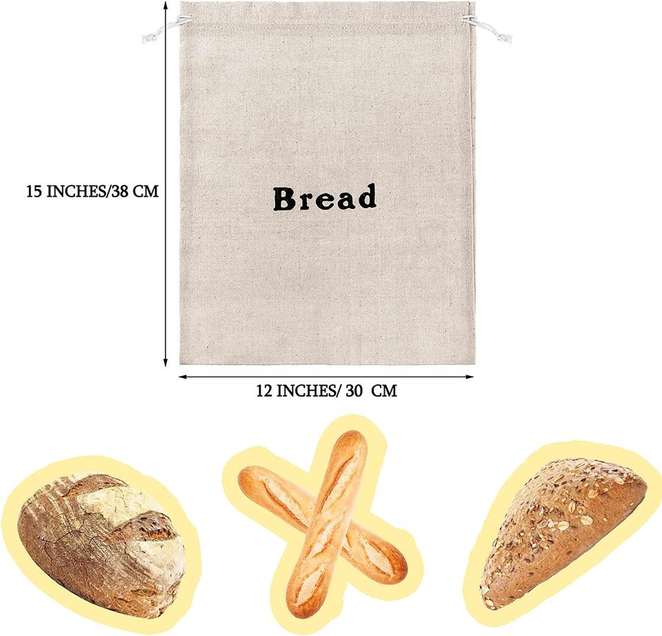 Customized Logo Linen Storage Drawstring Bag For Bread