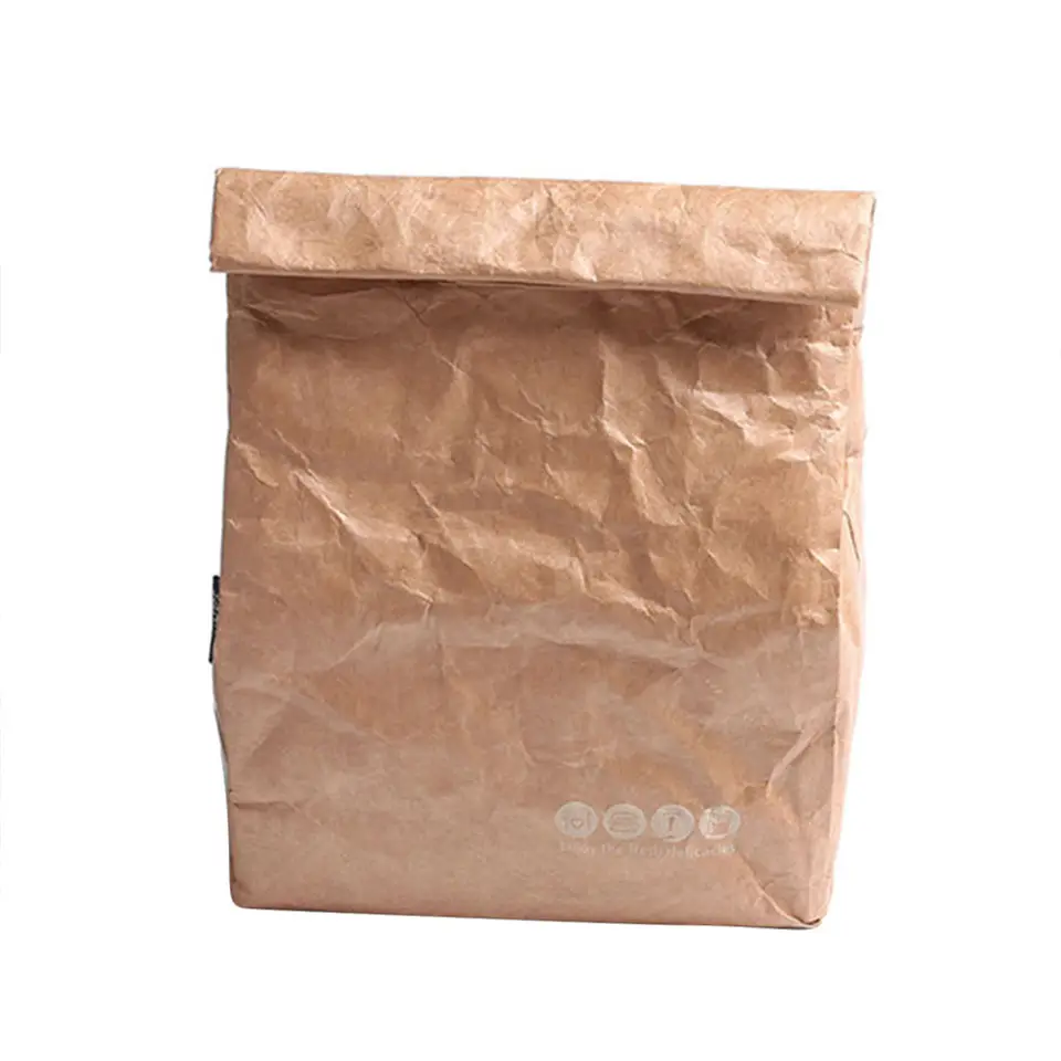 Washable Insulated Thermal Cooler Lunch Tyvek Kraft Paper Bag