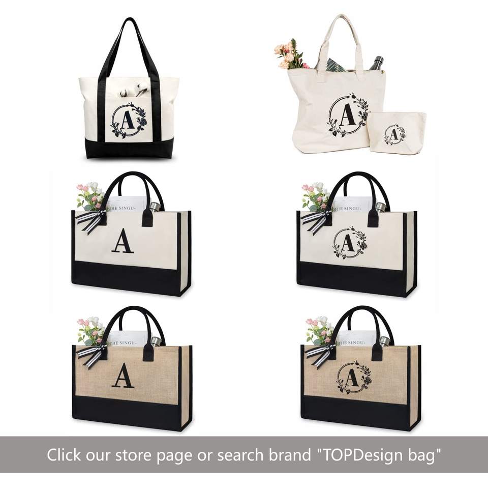 Canvas Cotton Jute Tote Bag For Women Outdoor Shopping Travel