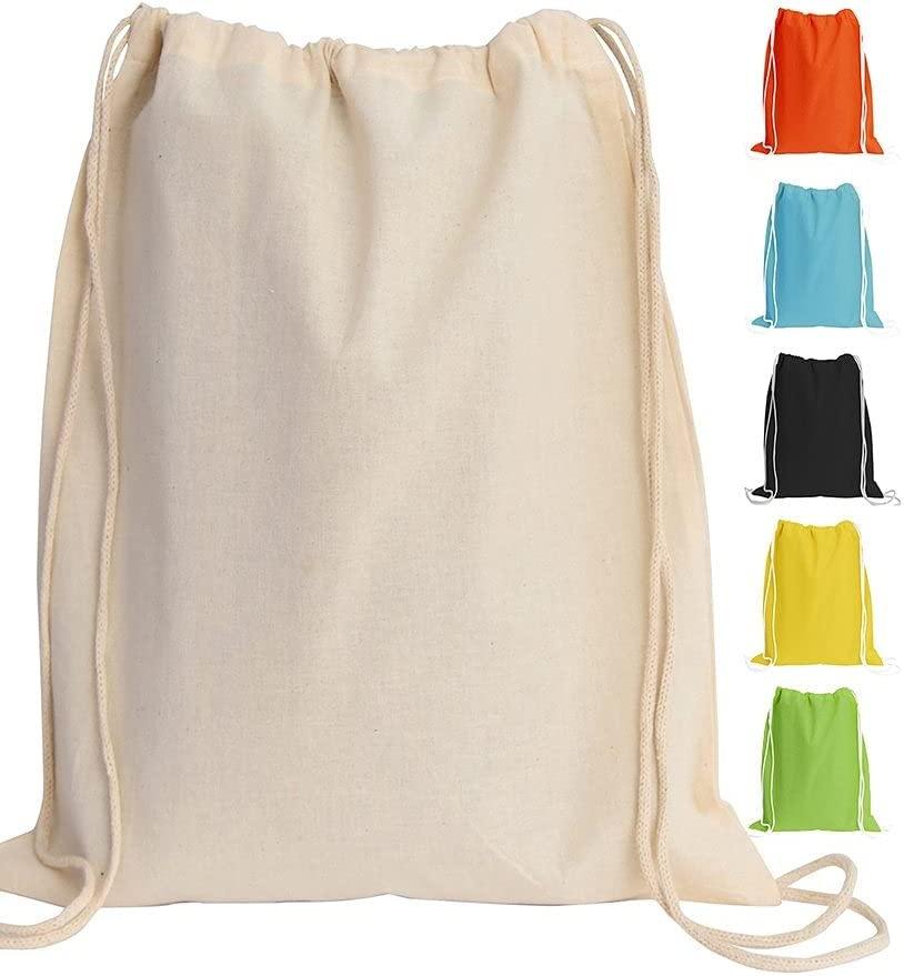 Small Canvas Cotton Drawstring Backpack Bags