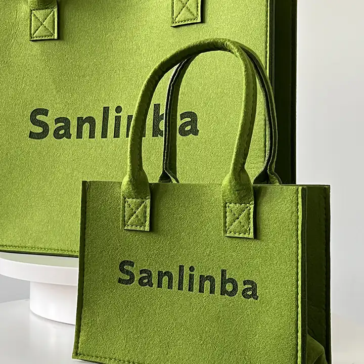 Green Felt Shopping Tote Bags