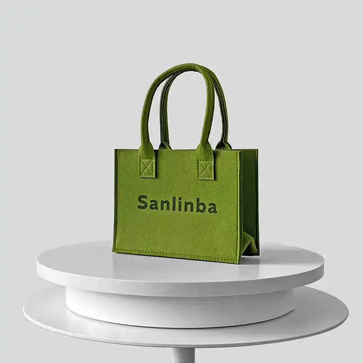 Green Felt Shopping Tote Bags