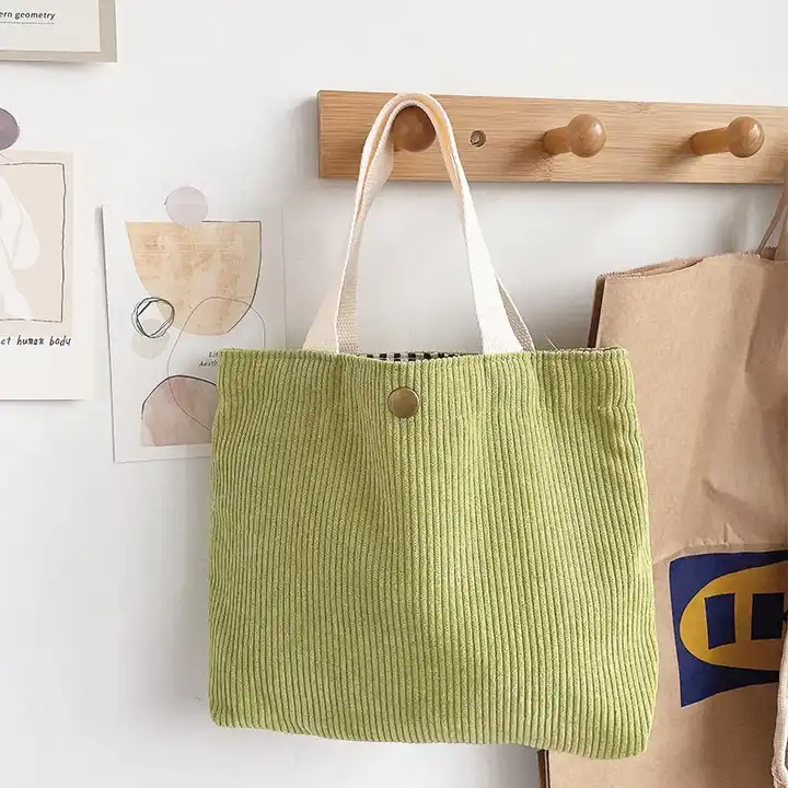 Corduroy Bento Lunch Shopping Tote Bag