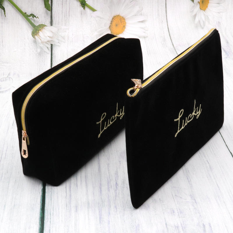 Canvas Makeup Bag With Embroidery